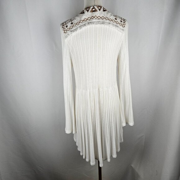 Soft Surroundings Injali Topper Open Cardigan Large White Tan Boho Chic Western - Picture 4 of 9